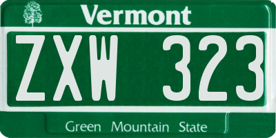 VT license plate ZXW323