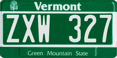 VT license plate ZXW327