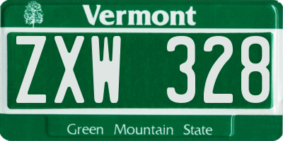 VT license plate ZXW328