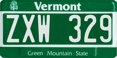 VT license plate ZXW329