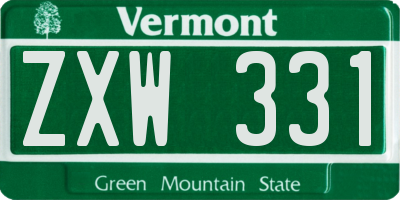 VT license plate ZXW331