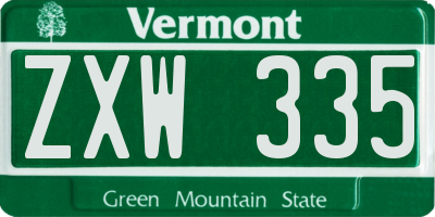 VT license plate ZXW335
