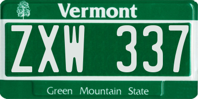 VT license plate ZXW337