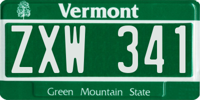 VT license plate ZXW341