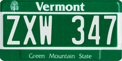 VT license plate ZXW347