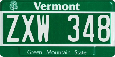 VT license plate ZXW348
