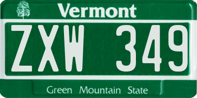 VT license plate ZXW349