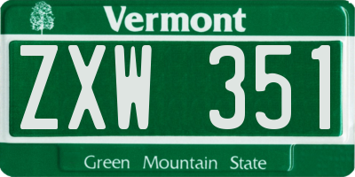 VT license plate ZXW351