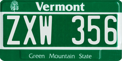 VT license plate ZXW356