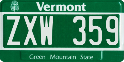 VT license plate ZXW359