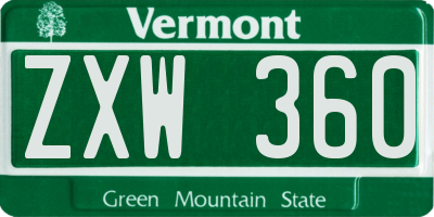 VT license plate ZXW360