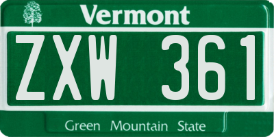 VT license plate ZXW361
