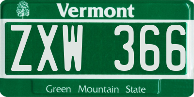 VT license plate ZXW366
