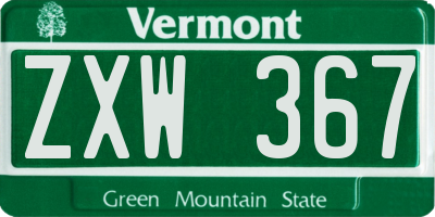 VT license plate ZXW367