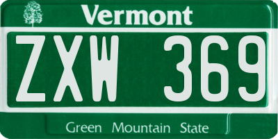 VT license plate ZXW369