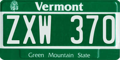 VT license plate ZXW370