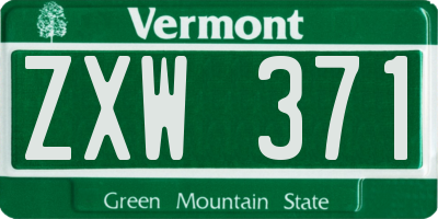 VT license plate ZXW371