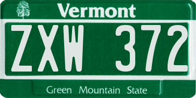 VT license plate ZXW372