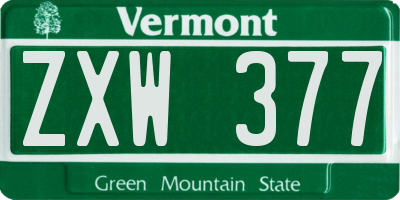 VT license plate ZXW377