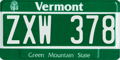 VT license plate ZXW378