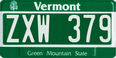 VT license plate ZXW379