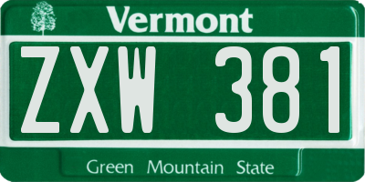 VT license plate ZXW381