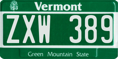 VT license plate ZXW389
