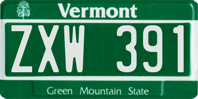 VT license plate ZXW391