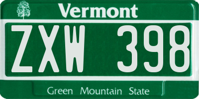 VT license plate ZXW398