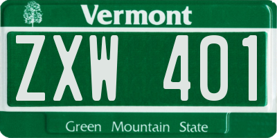 VT license plate ZXW401
