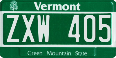 VT license plate ZXW405