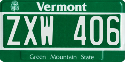 VT license plate ZXW406