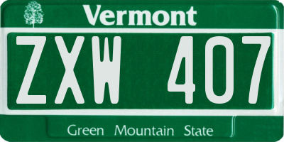VT license plate ZXW407