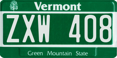 VT license plate ZXW408
