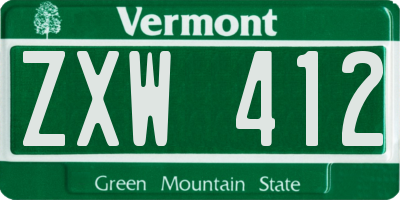 VT license plate ZXW412