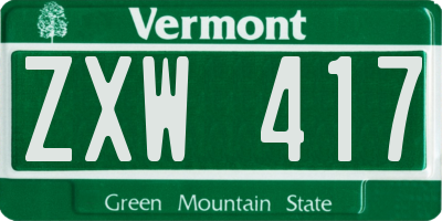 VT license plate ZXW417