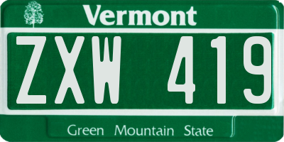 VT license plate ZXW419