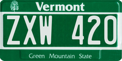 VT license plate ZXW420