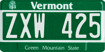 VT license plate ZXW425