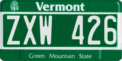 VT license plate ZXW426