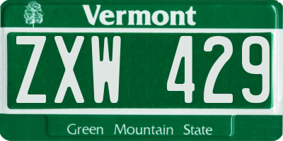VT license plate ZXW429