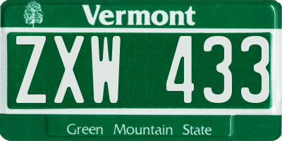 VT license plate ZXW433