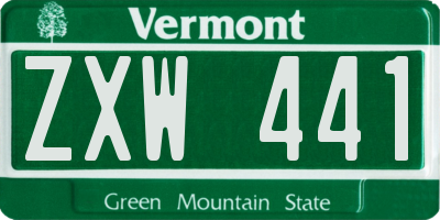 VT license plate ZXW441