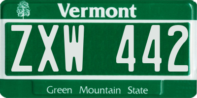 VT license plate ZXW442