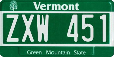 VT license plate ZXW451
