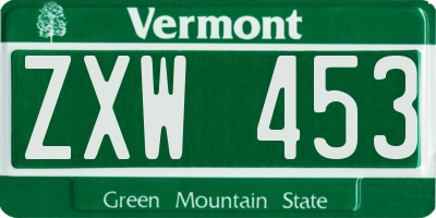 VT license plate ZXW453