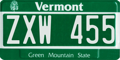 VT license plate ZXW455