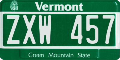 VT license plate ZXW457