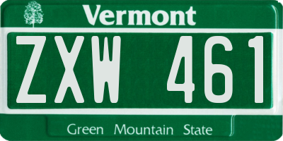 VT license plate ZXW461