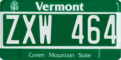 VT license plate ZXW464